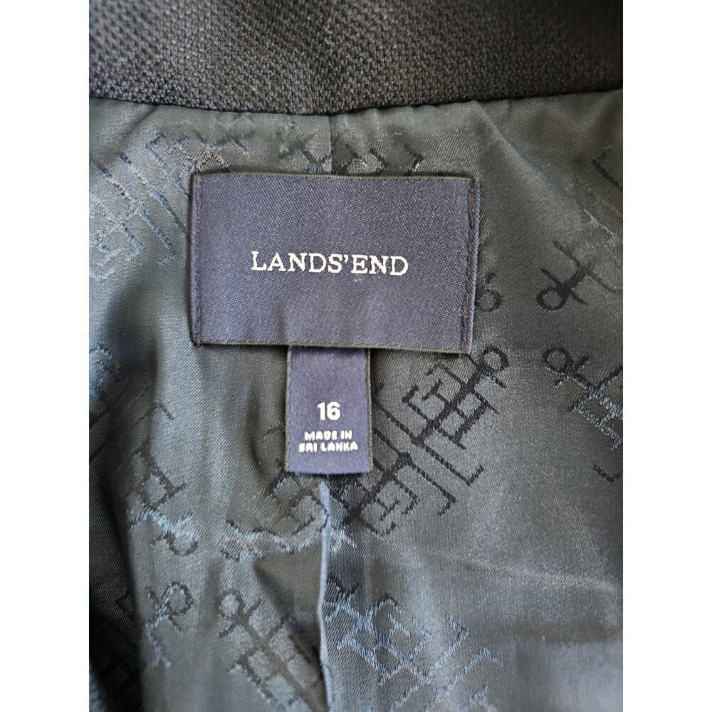 Lands' End Navy Blue Two Button Ponte Blazer Size 16 Career‎ Preppy Nautical - Picture 6 of 8